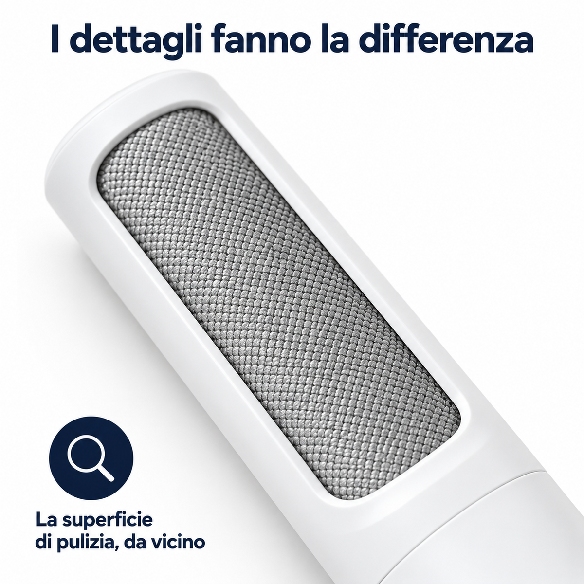 Dettaglio della superficie di pulizia della spazzola levapeli bianca — immagine illustrativa